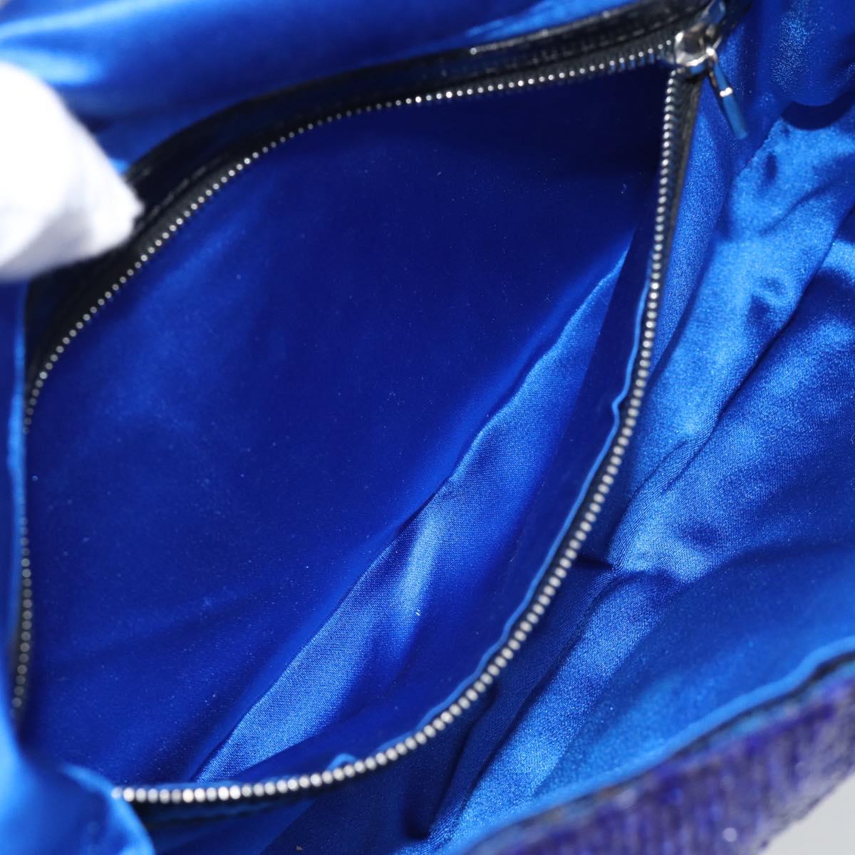 FENDI Mamma Baguette Shoulder Bag Beads Blue Silver Auth 194919SAM