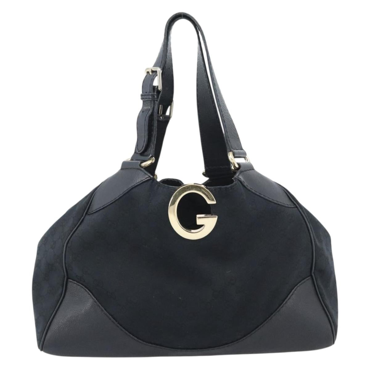 GUCCI GG Canvas Tote Bag Black Gold 223972 Auth 194923V