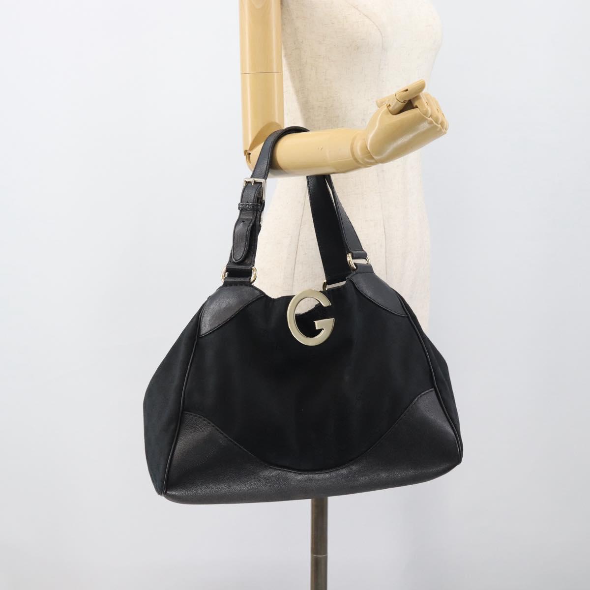GUCCI GG Canvas Tote Bag Black Gold 223972 Auth 194923V