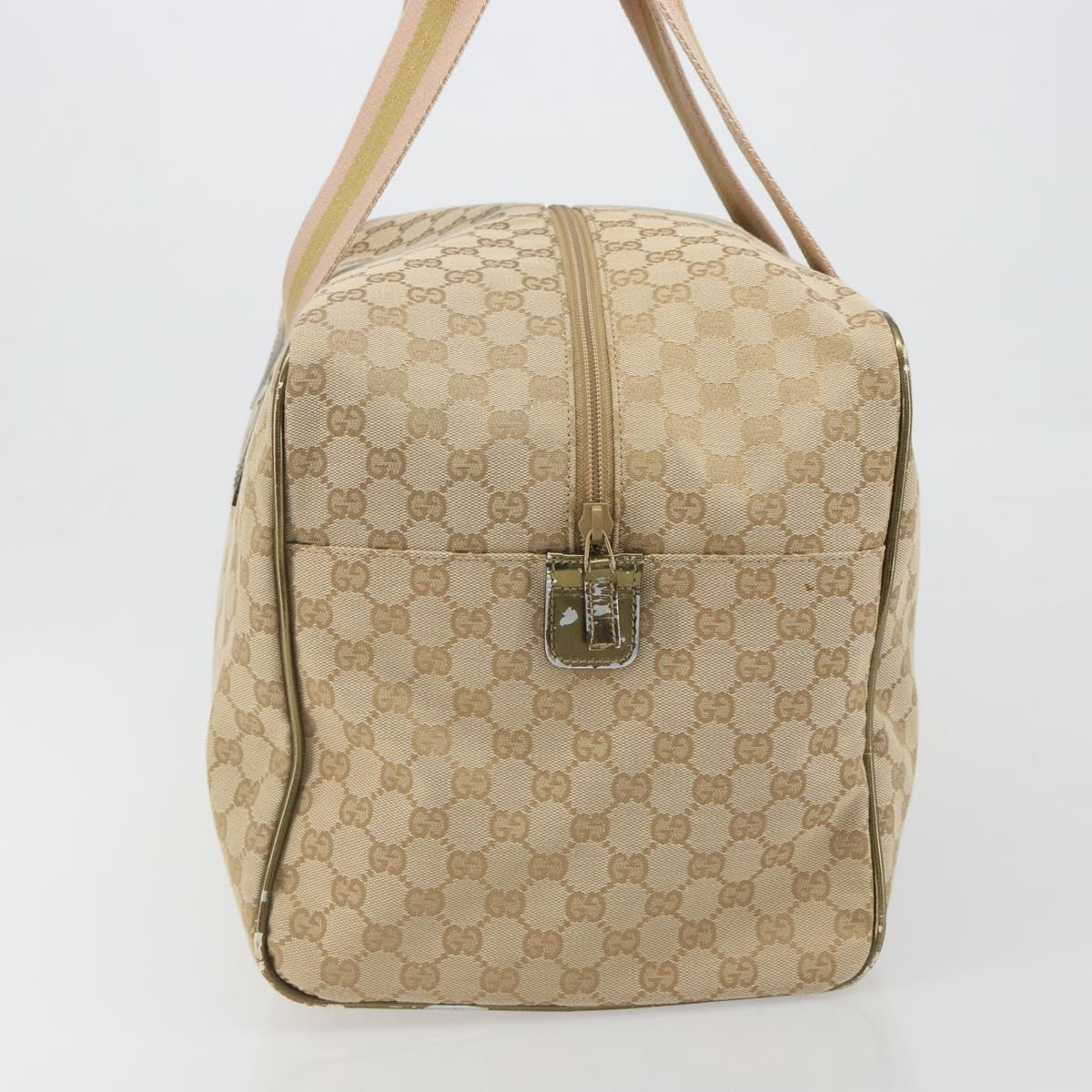 GUCCI GG Canvas Sherry Line Boston Bag Beige Gold 153240 Auth 194924A