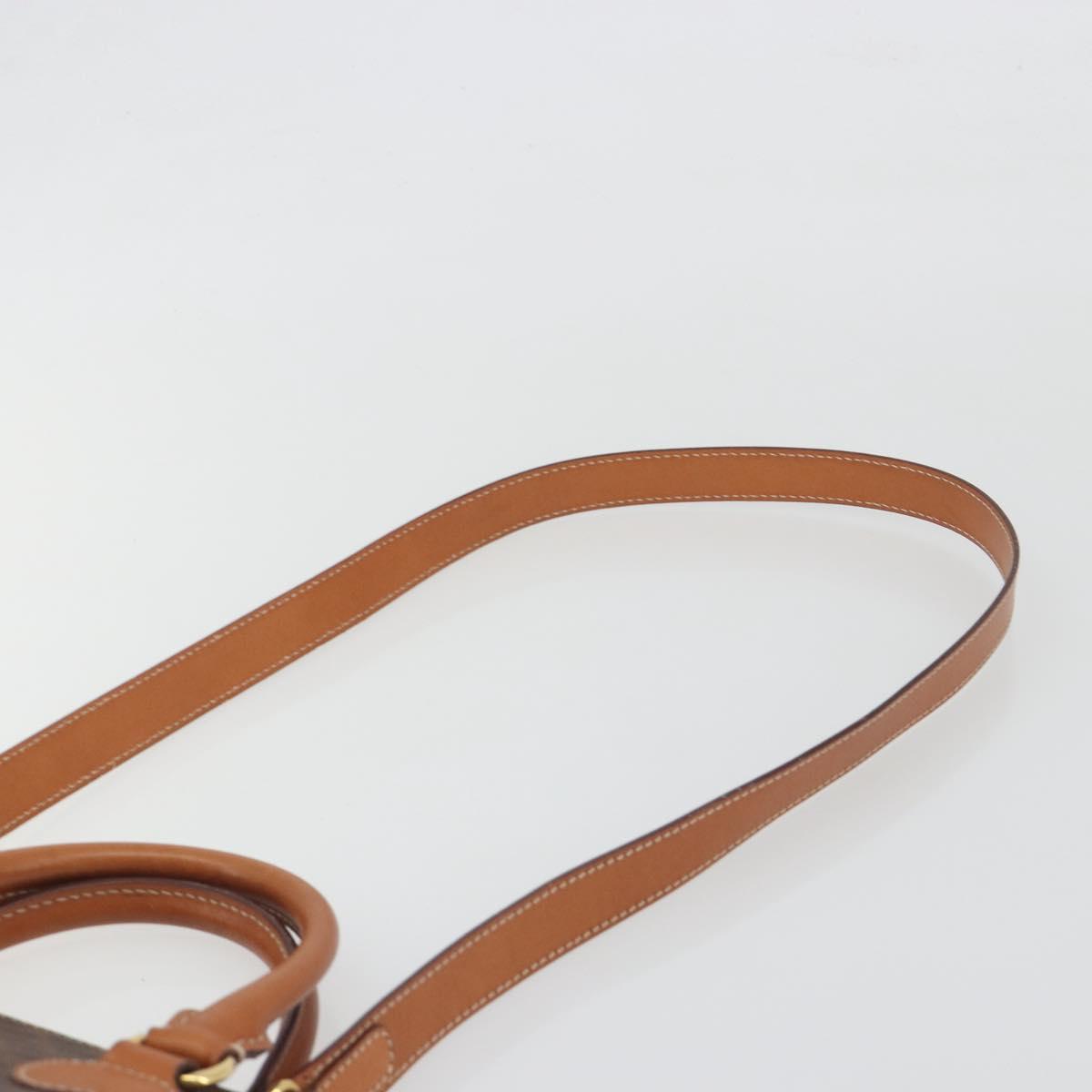 CELINE Macadam Hand Bag PVC Leather 2way Brown Gold Tone Auth 194929V