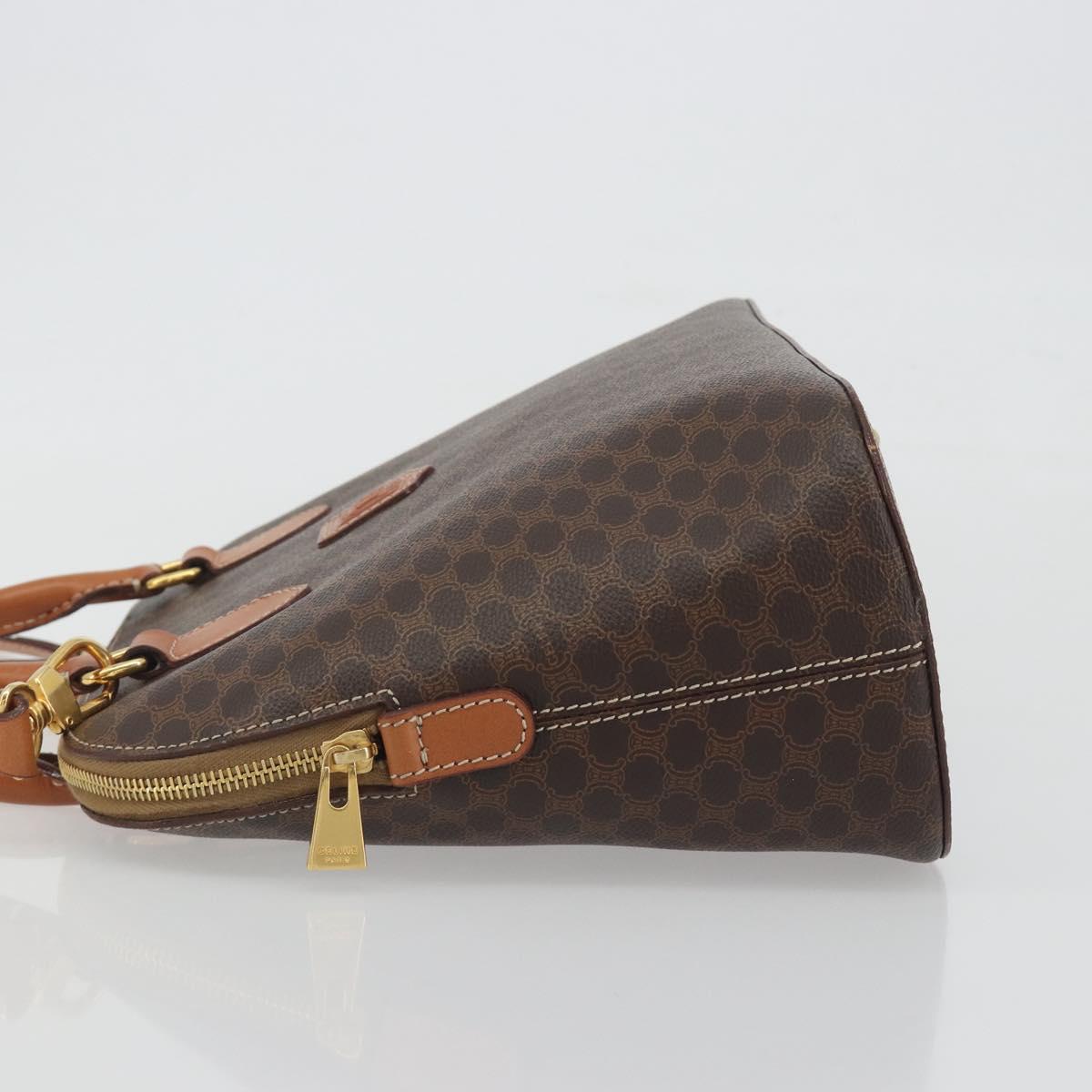 CELINE Macadam Hand Bag PVC Leather 2way Brown Gold Tone Auth 194929V