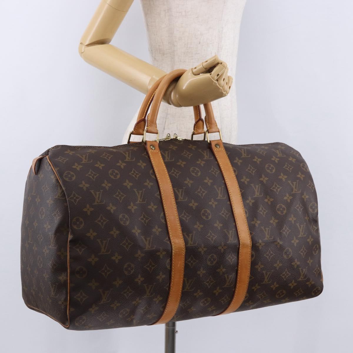 LOUIS VUITTON Monogram Keepall 50 Boston Bag M41426 LV Auth 194932V