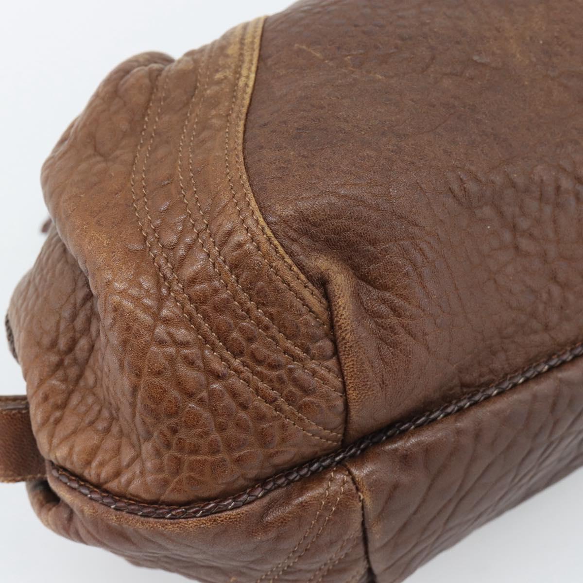 FENDI Spy Bag Leather Brown Gold Auth 194937A