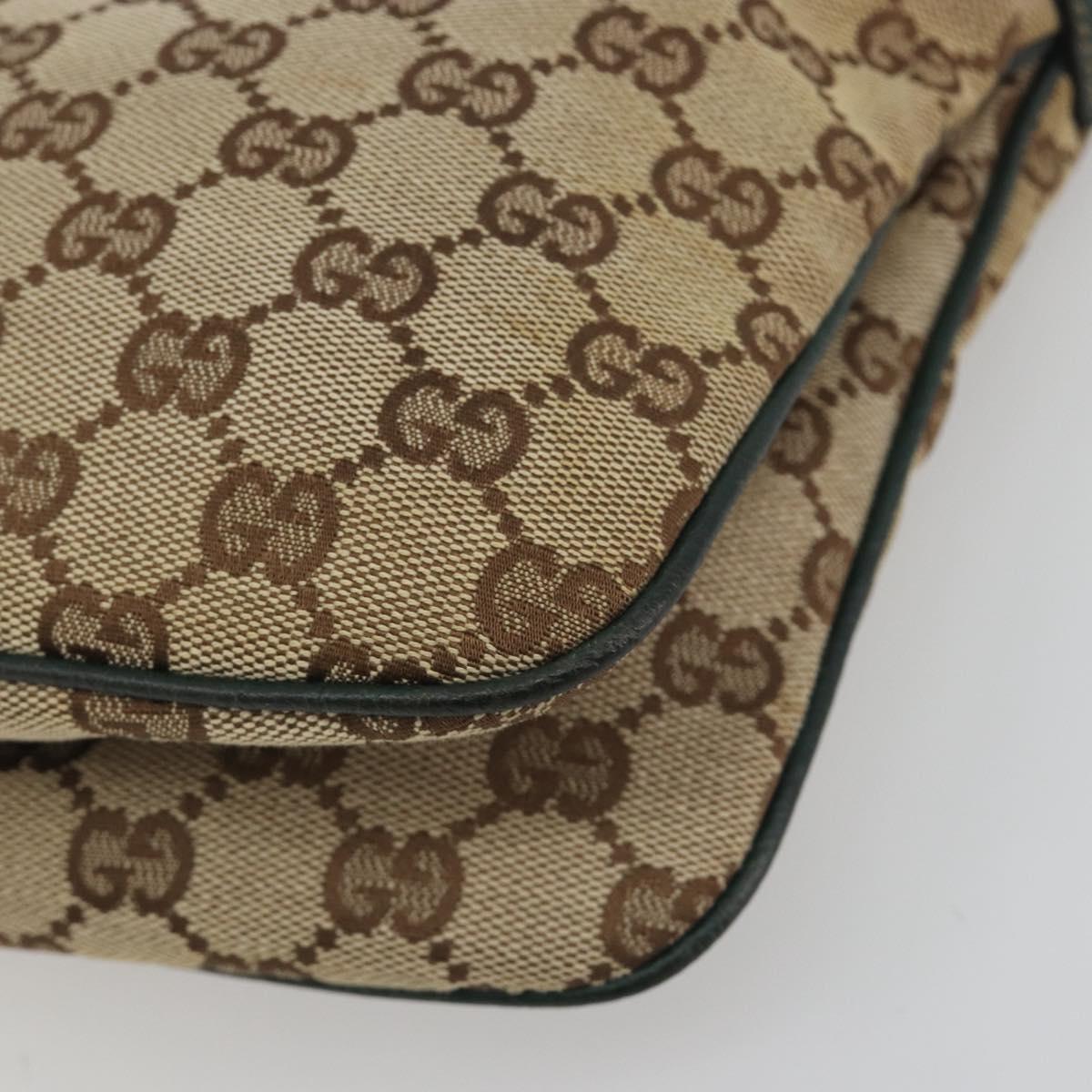GUCCI GG Canvas Web Sherry Line Shoulder Bag Beige Silver 145812 Auth 194938V