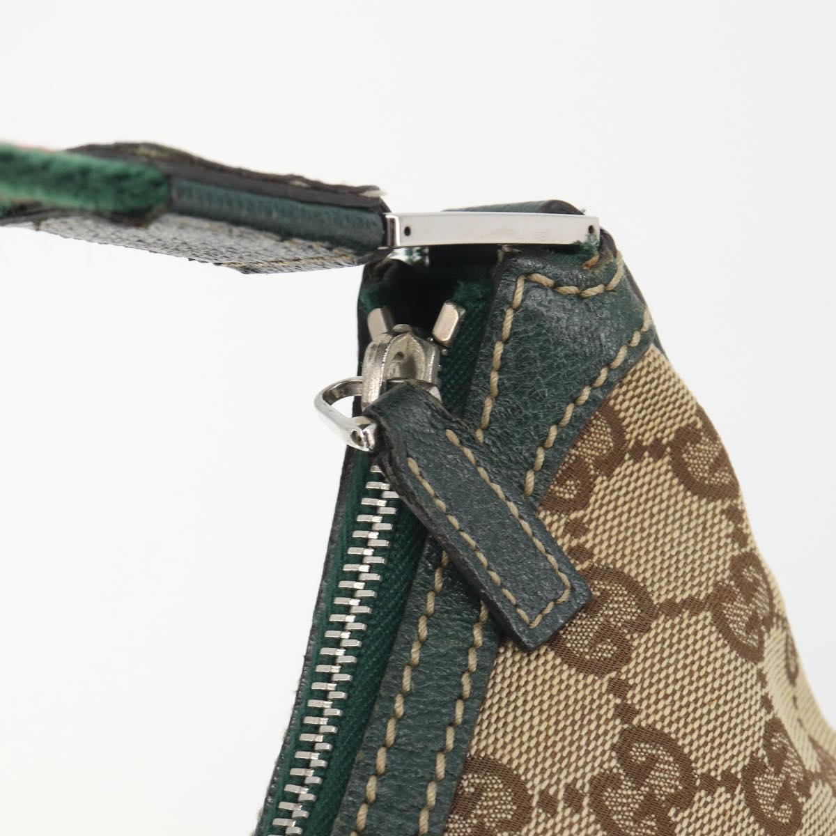 GUCCI GG Canvas Web Sherry Line Shoulder Bag Beige Silver 145812 Auth 194938V