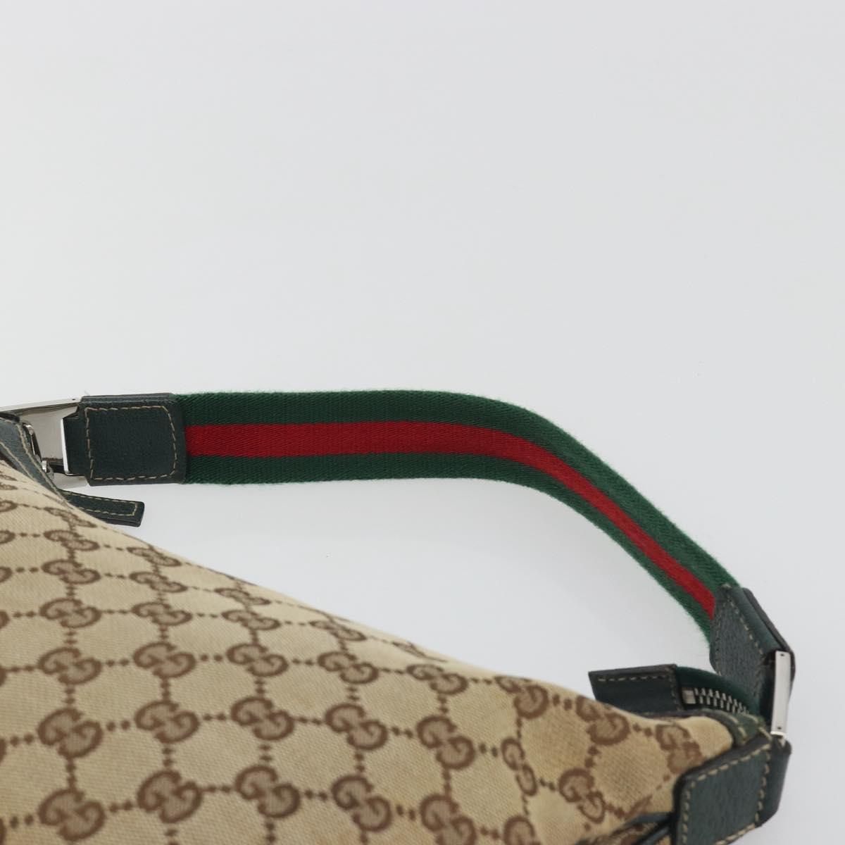 GUCCI GG Canvas Web Sherry Line Shoulder Bag Beige Silver 145812 Auth 194938V