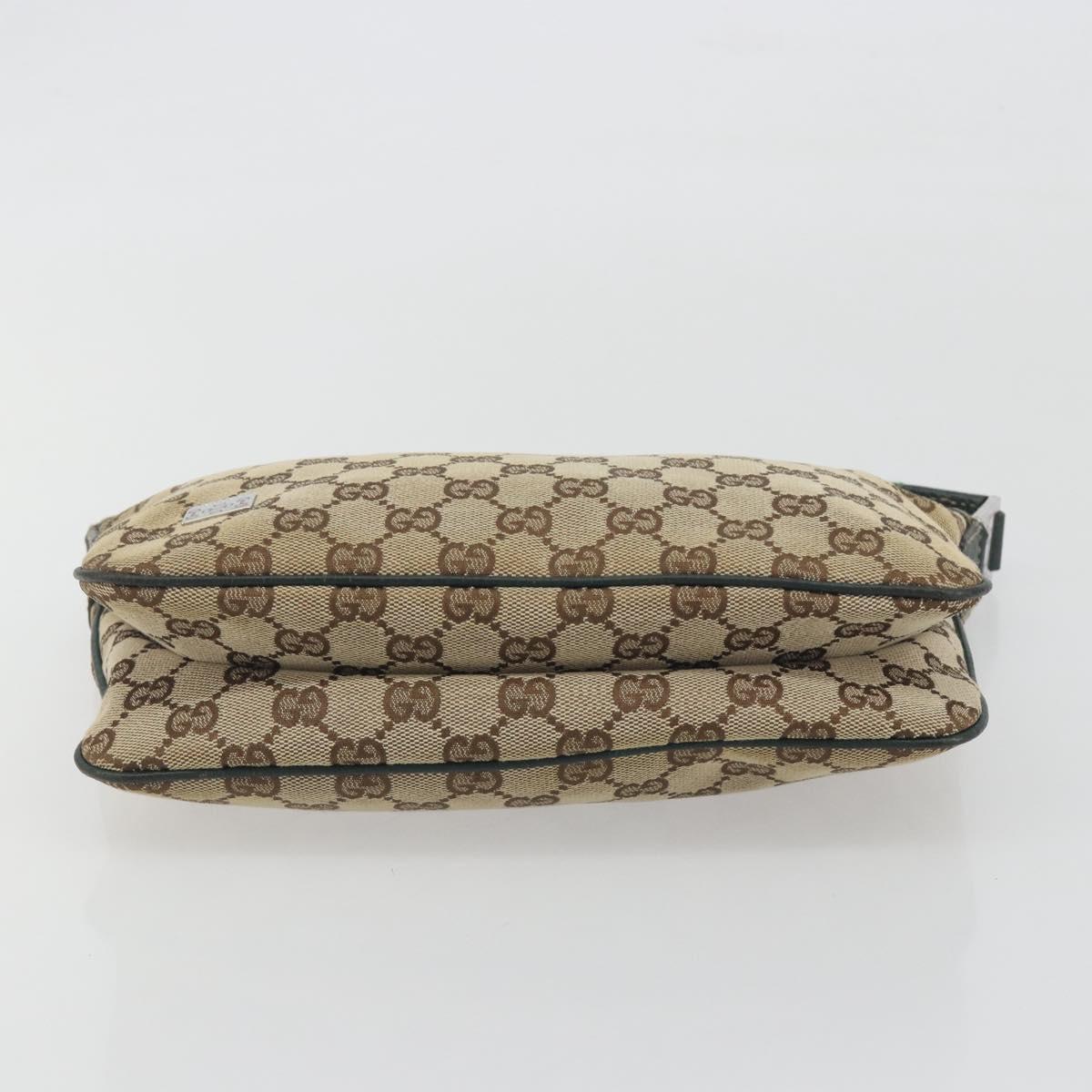 GUCCI GG Canvas Web Sherry Line Shoulder Bag Beige Silver 145812 Auth 194938V