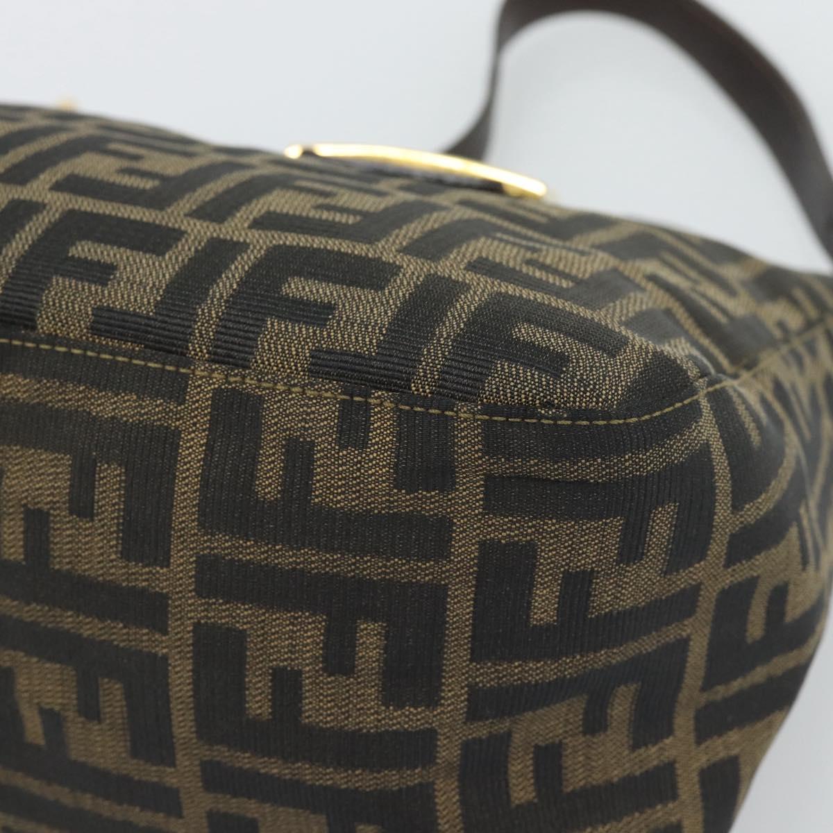 FENDI Zucca Canvas Mamma Baguette Shoulder Bag Brown Black Auth 194939V