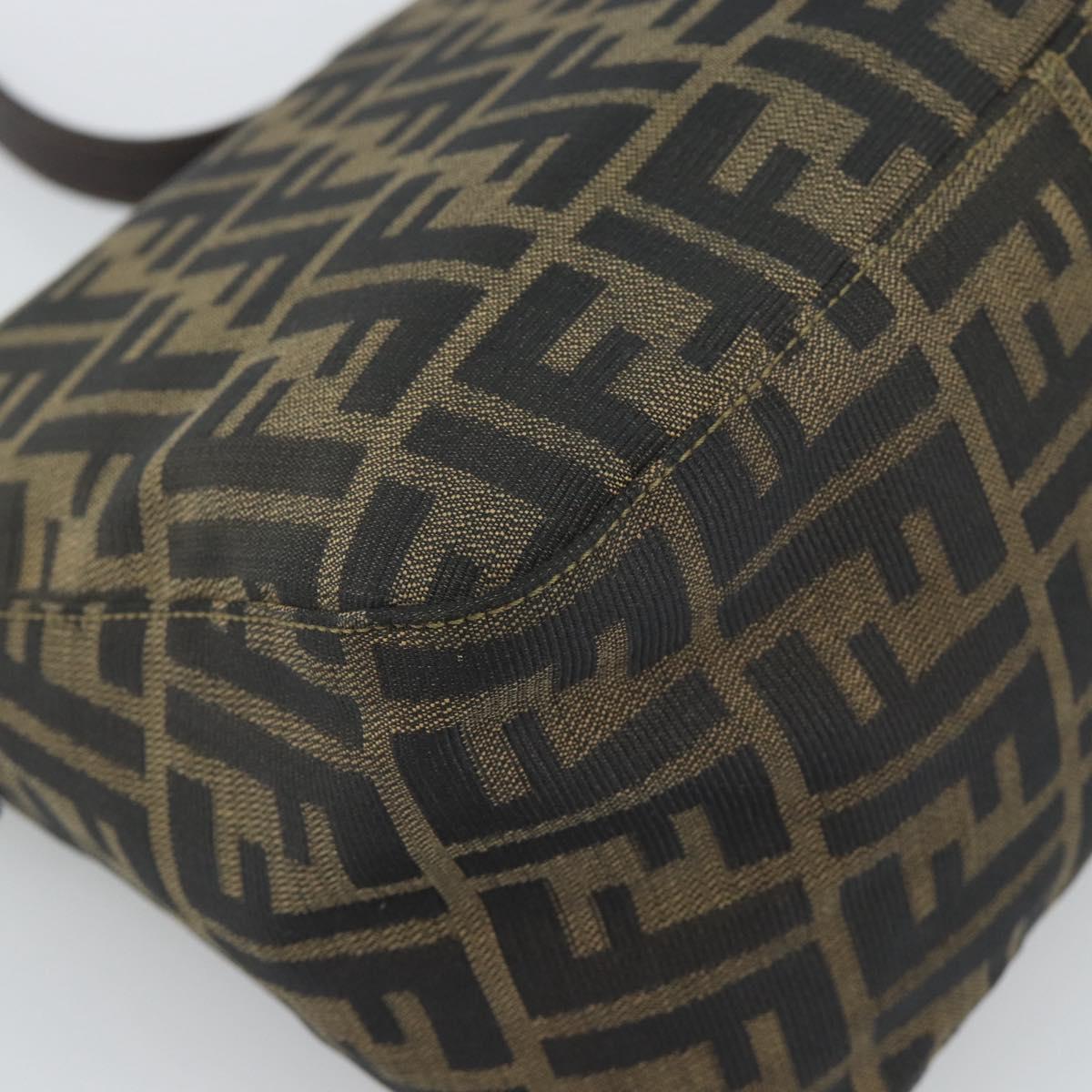 FENDI Zucca Canvas Mamma Baguette Shoulder Bag Brown Black Auth 194939V