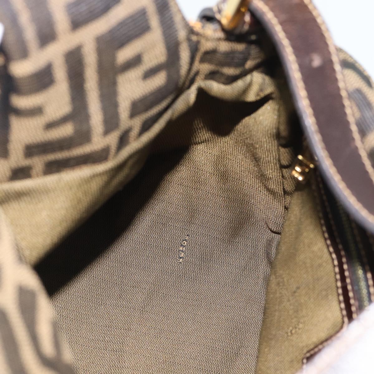 FENDI Zucca Canvas Mamma Baguette Shoulder Bag Brown Black Auth 194939V