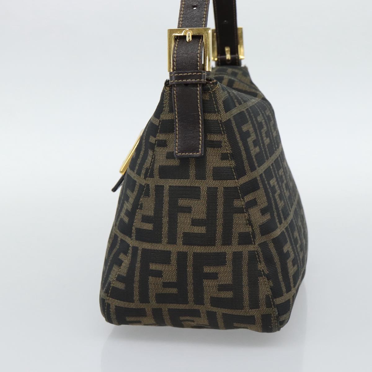 FENDI Zucca Canvas Mamma Baguette Shoulder Bag Brown Black Auth 194939V