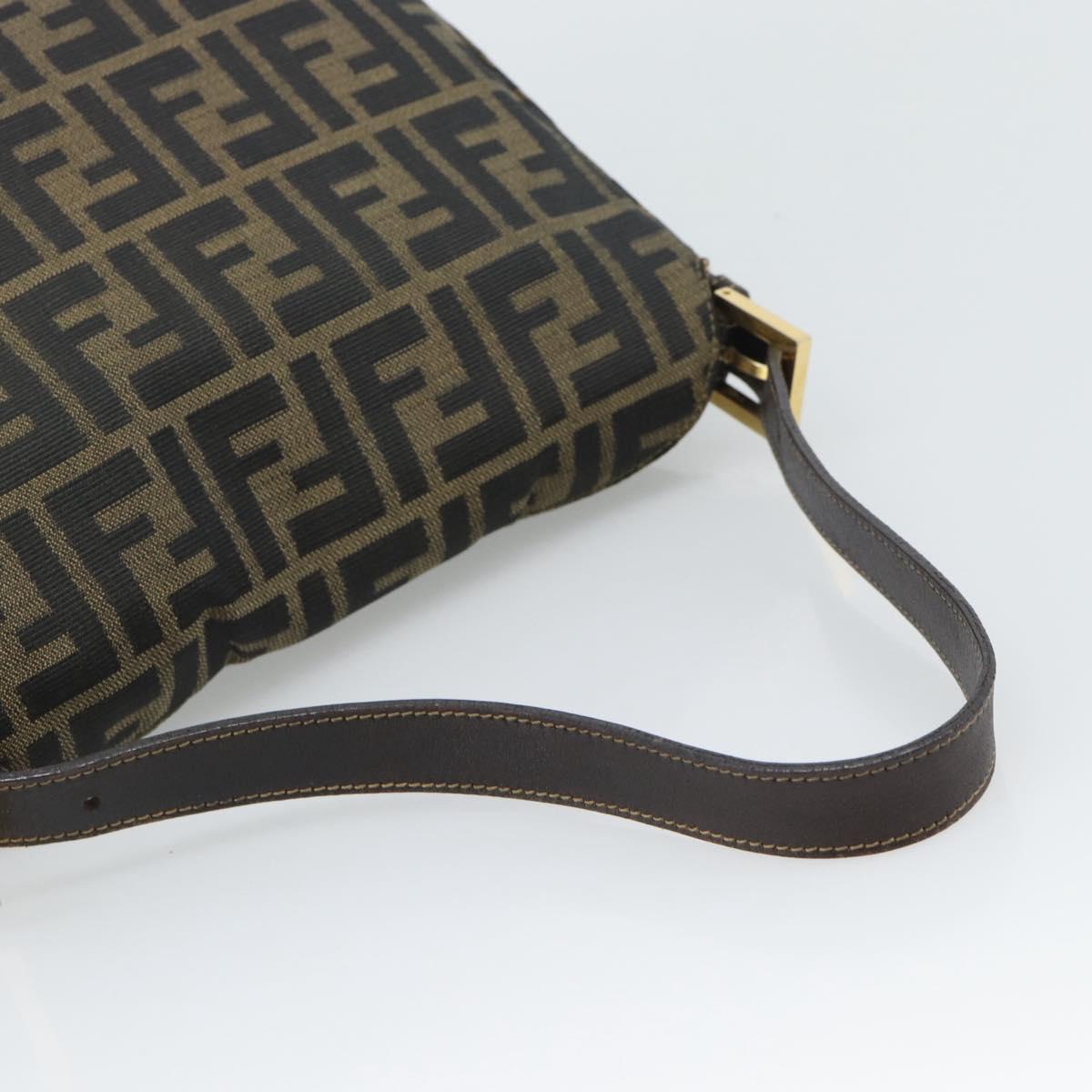 FENDI Zucca Canvas Mamma Baguette Shoulder Bag Brown Black Auth 194939V