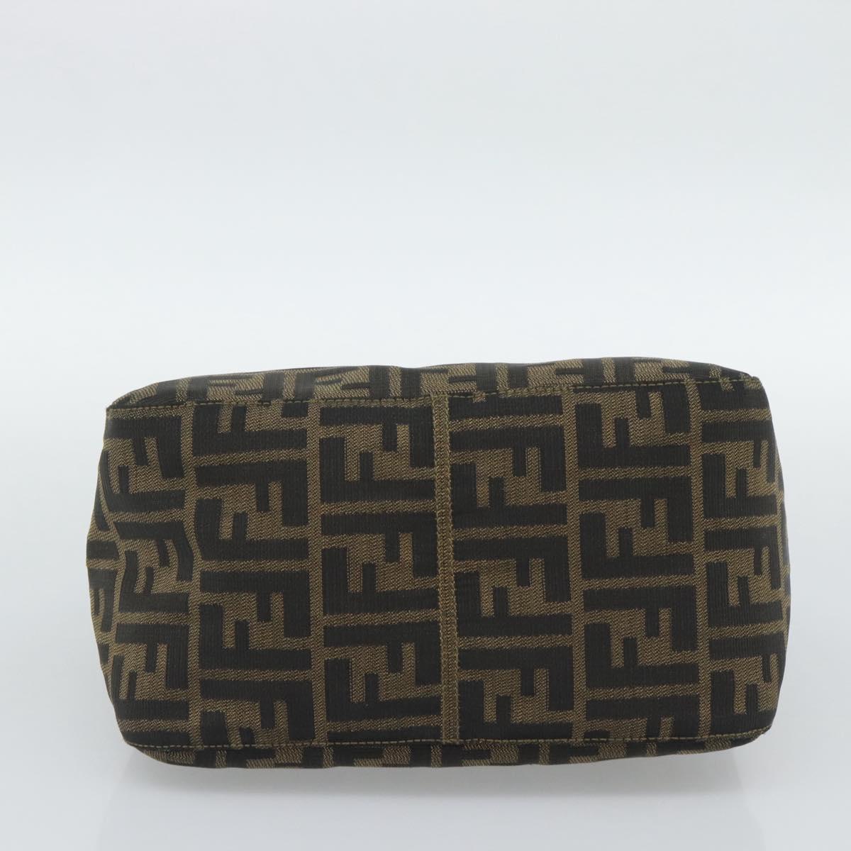 FENDI Zucca Canvas Mamma Baguette Shoulder Bag Brown Black Auth 194939V