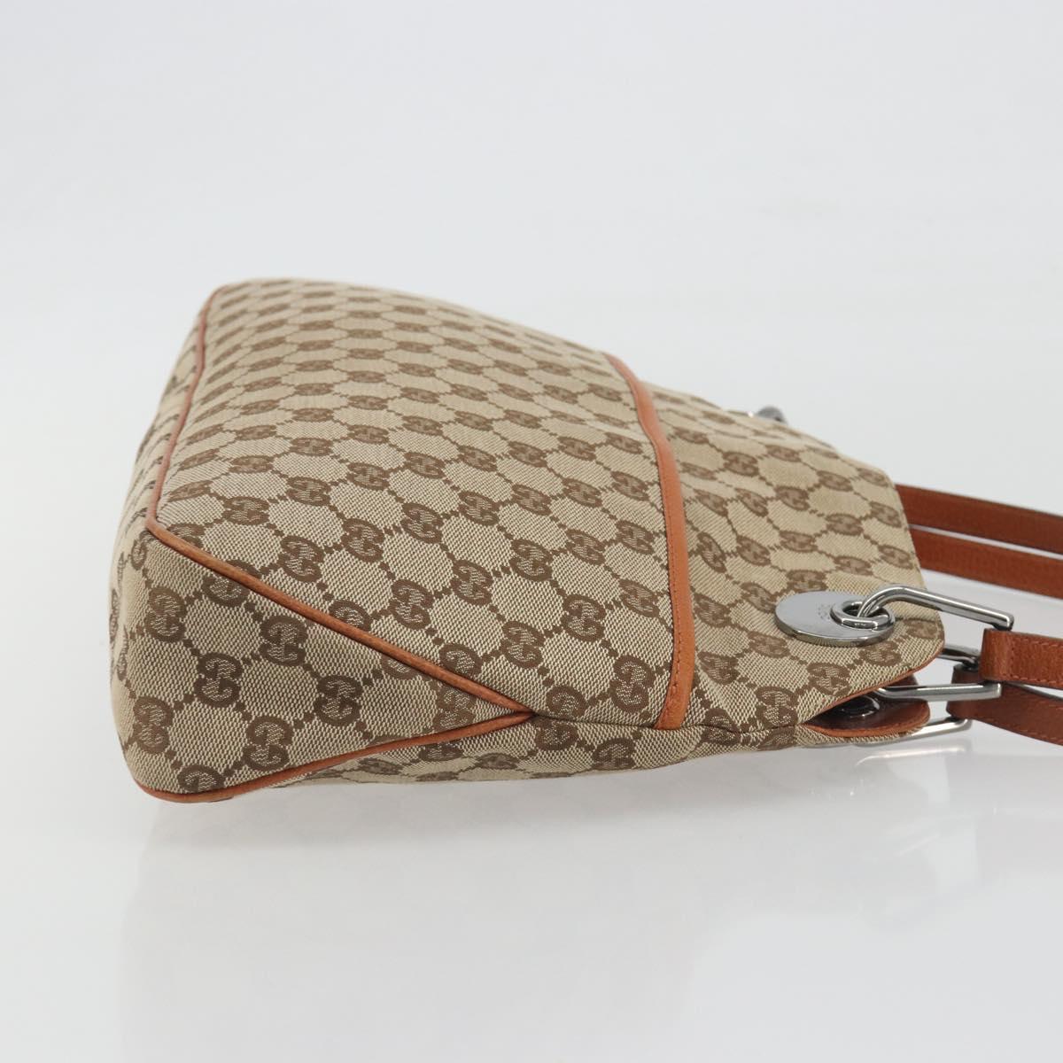 GUCCI GG Canvas Hand Bag Silver Beige 121023 Auth 194941V