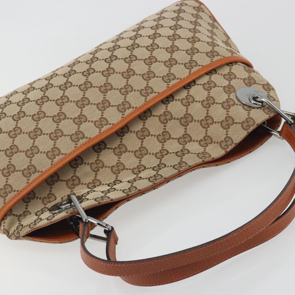 GUCCI GG Canvas Hand Bag Silver Beige 121023 Auth 194941V