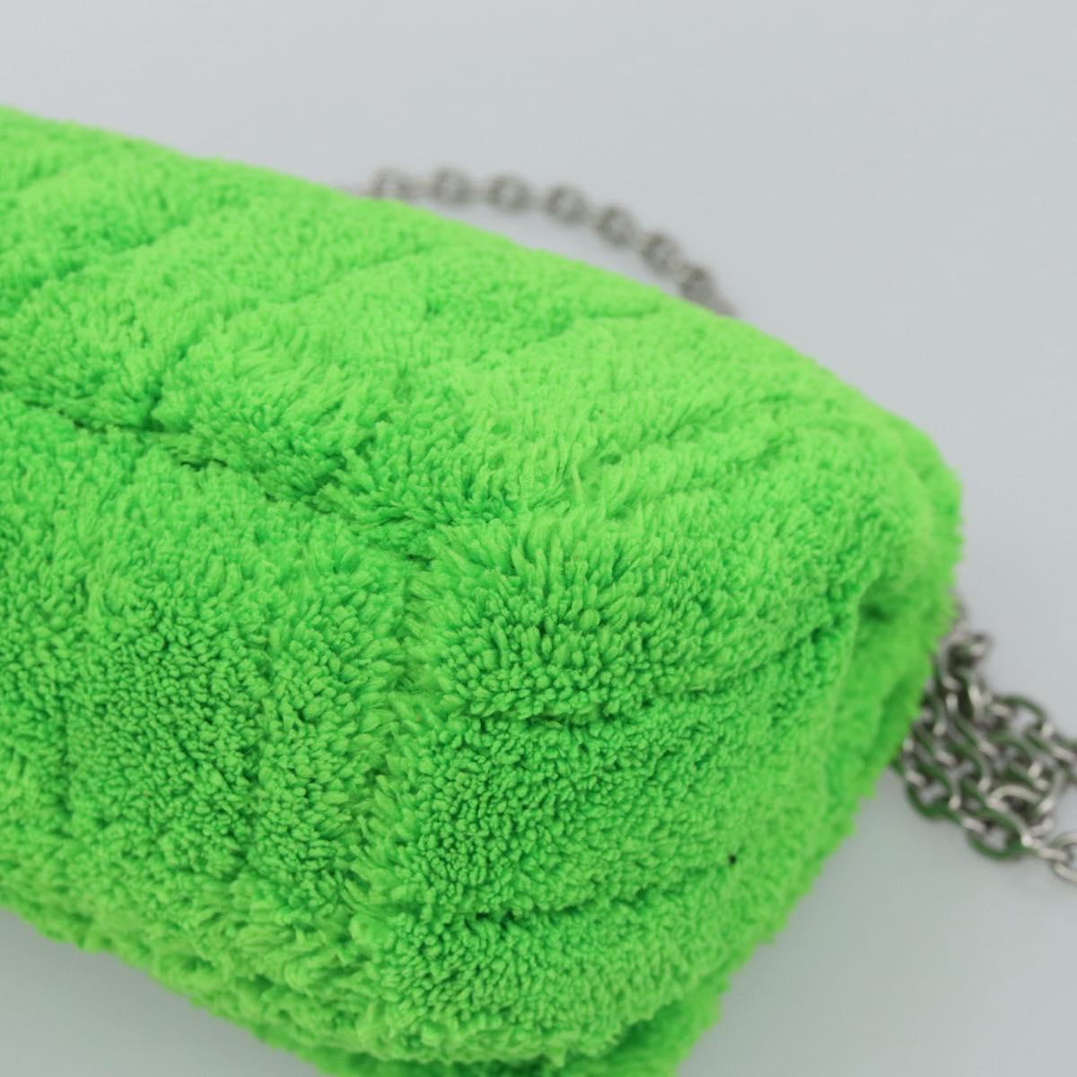 BALENCIAGA Chain Monaco Shoulder Bag Pile Green Silver 319376 Auth 194951V