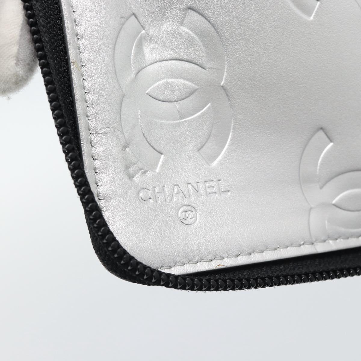 CHANEL Matelasse Cambon Line Long Wallet Leather Black Silver CC Auth 194958M