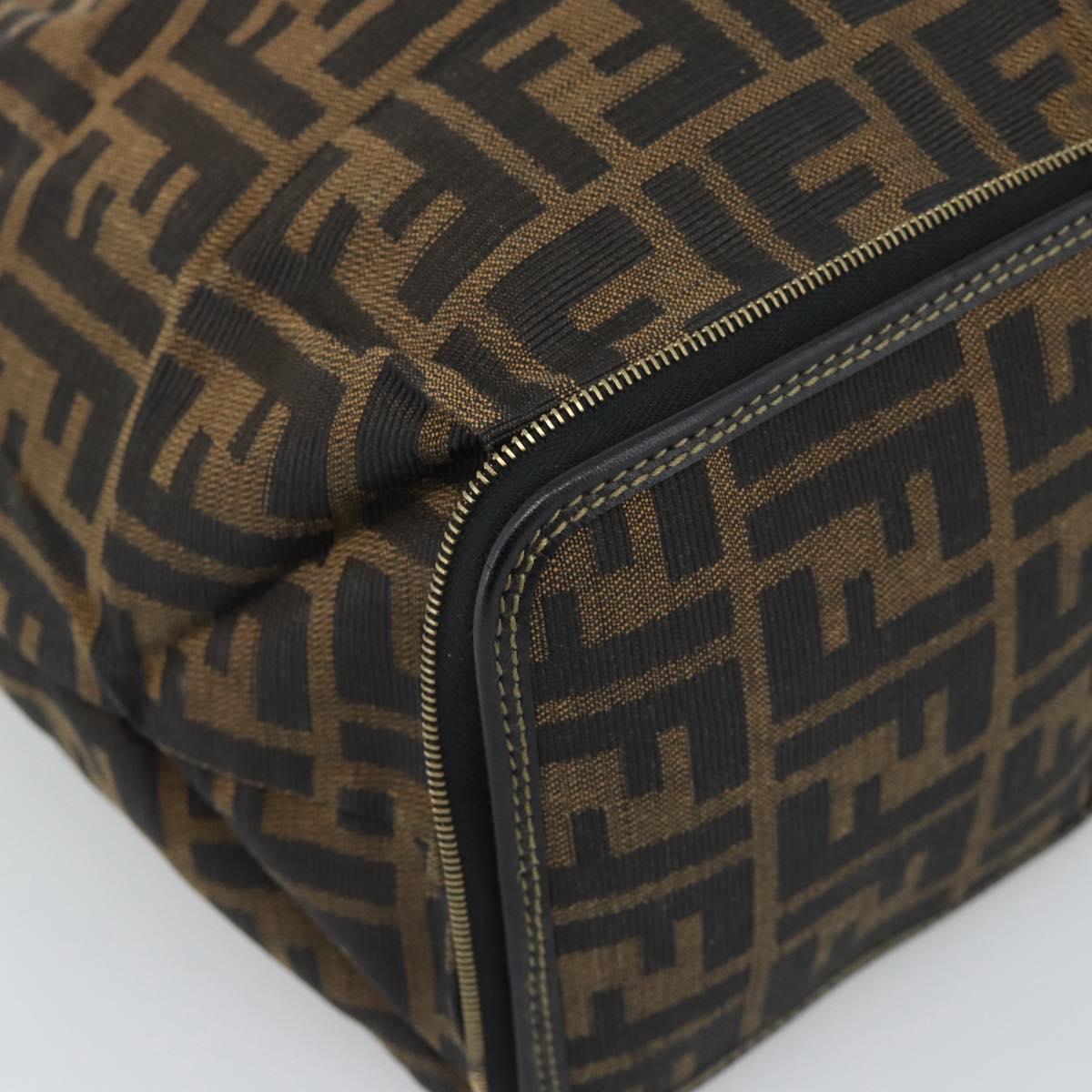 FENDI Zucca Canvas Hand Bag Black Brown Auth 194961A