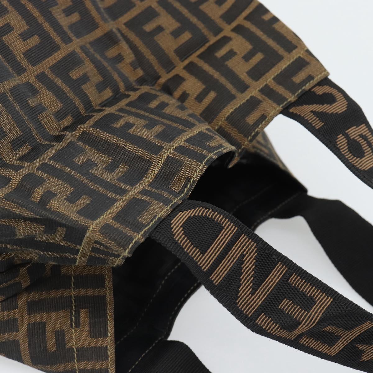 FENDI Zucca Canvas Hand Bag Black Brown Auth 194961A