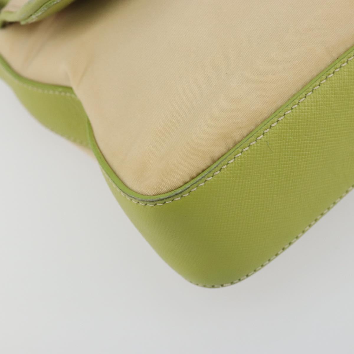 PRADA Shoulder Bag Nylon Beige Silver Auth 194981A