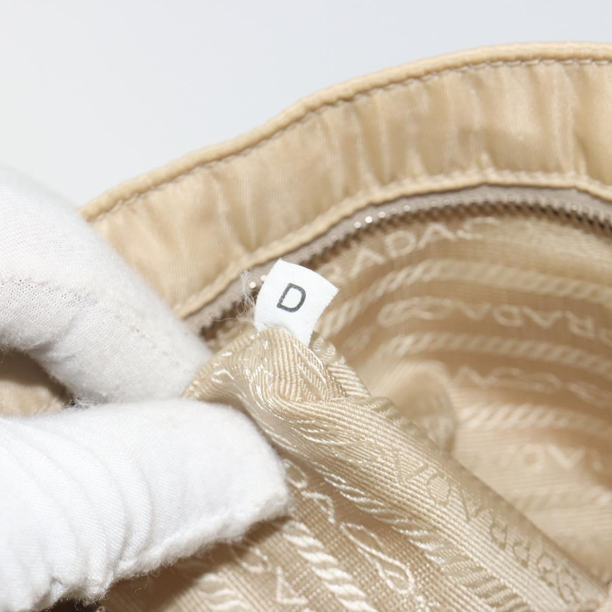 PRADA Shoulder Bag Nylon Beige Silver Auth 194981A