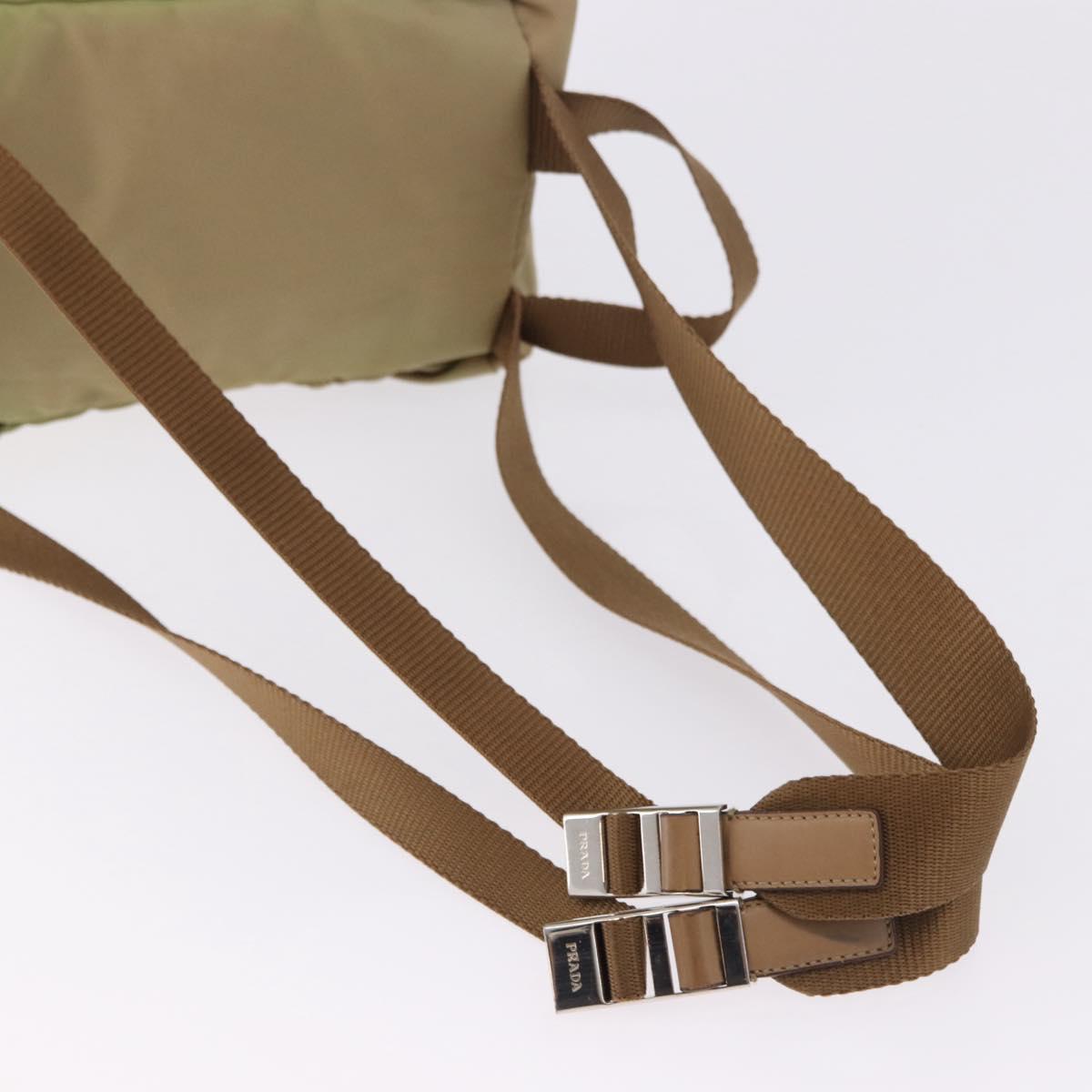 PRADA Backpack Nylon Beige Silver Auth 194982