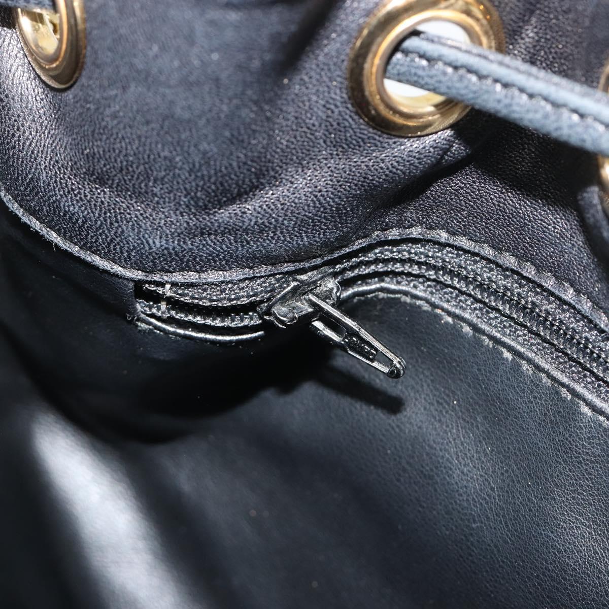 BALLY Chain Shoulder Bag Leather Black Gold Auth 194985A