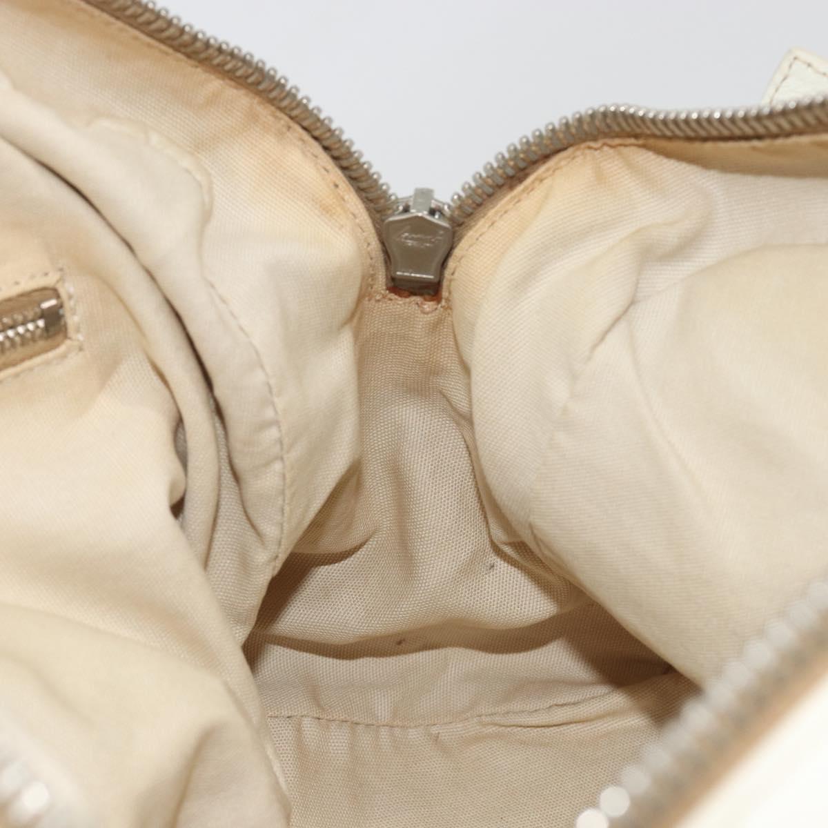 Miu Miu Boston Bag Canvas Beige Silver Auth 194986