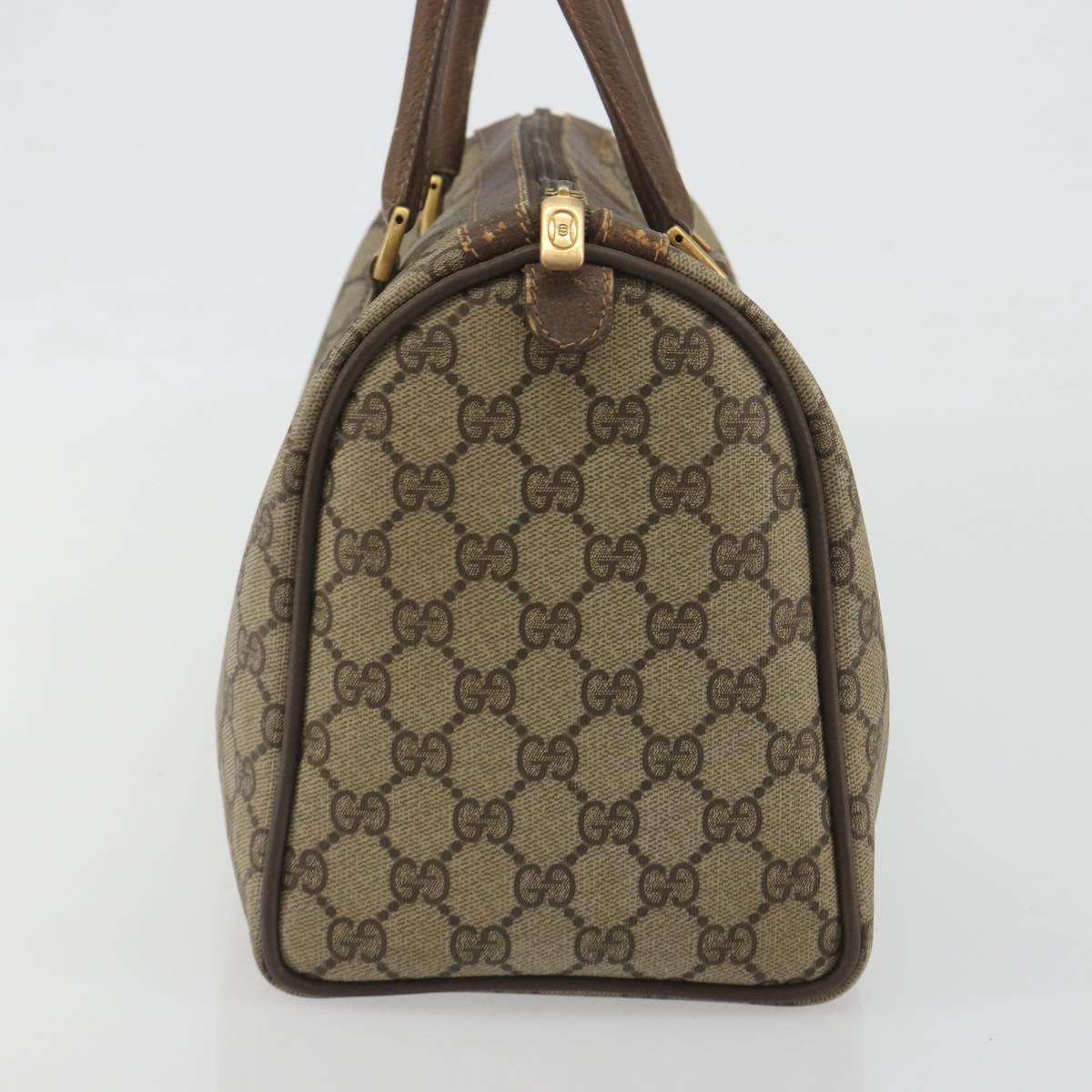 GUCCI GG Supreme Web Sherry Line Boston Bag PVC Beige Gold 40 02 007 Auth 194987