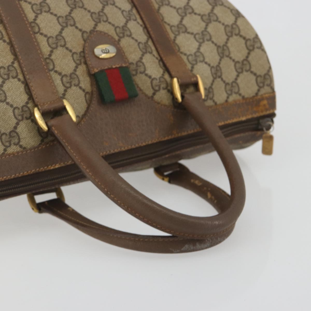 GUCCI GG Supreme Web Sherry Line Boston Bag PVC Beige Gold 40 02 007 Auth 194987