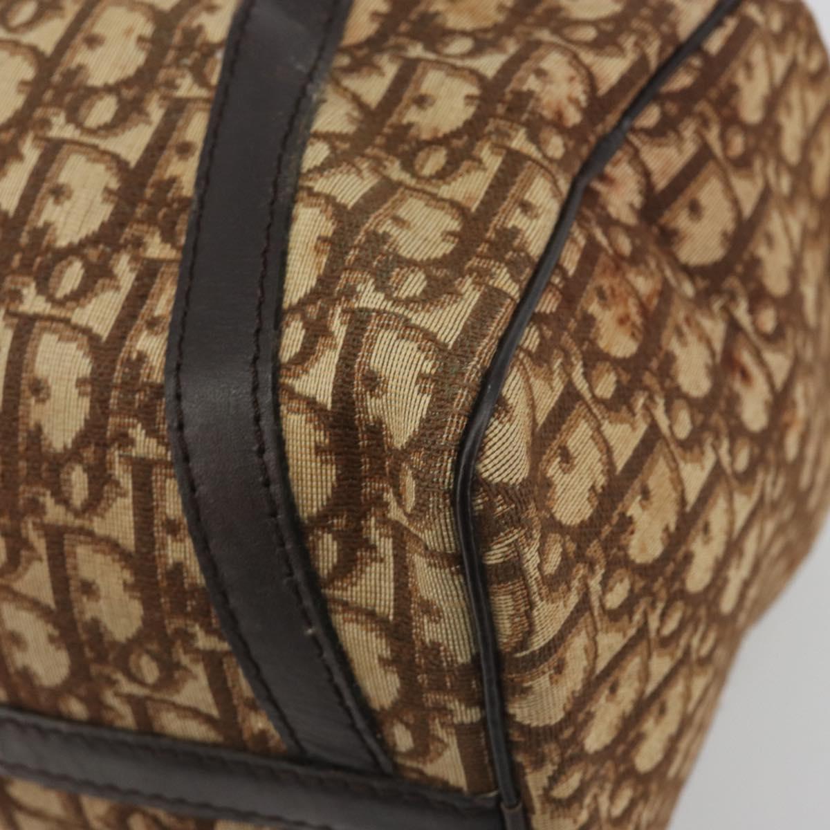Christian Dior Trotter Canvas Boston Bag Beige Gold Auth 194992