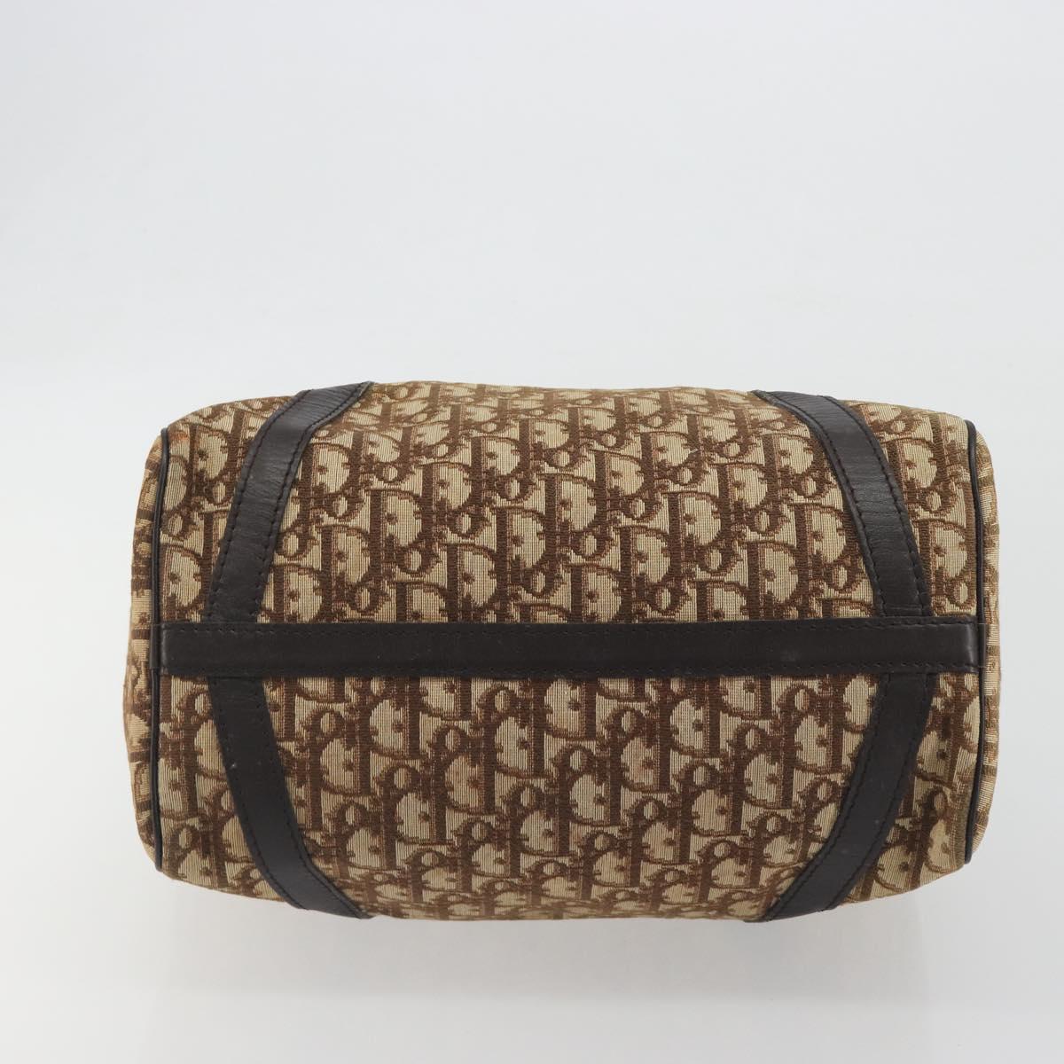 Christian Dior Trotter Canvas Boston Bag Beige Gold Auth 194992