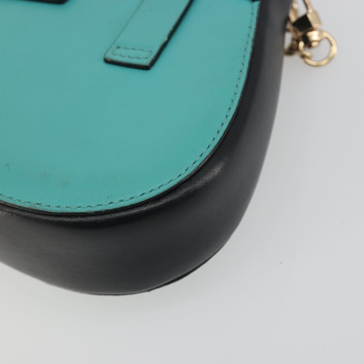 PRADA Sydney Chain Shoulder Bag Leather Green Gold Auth 194994A