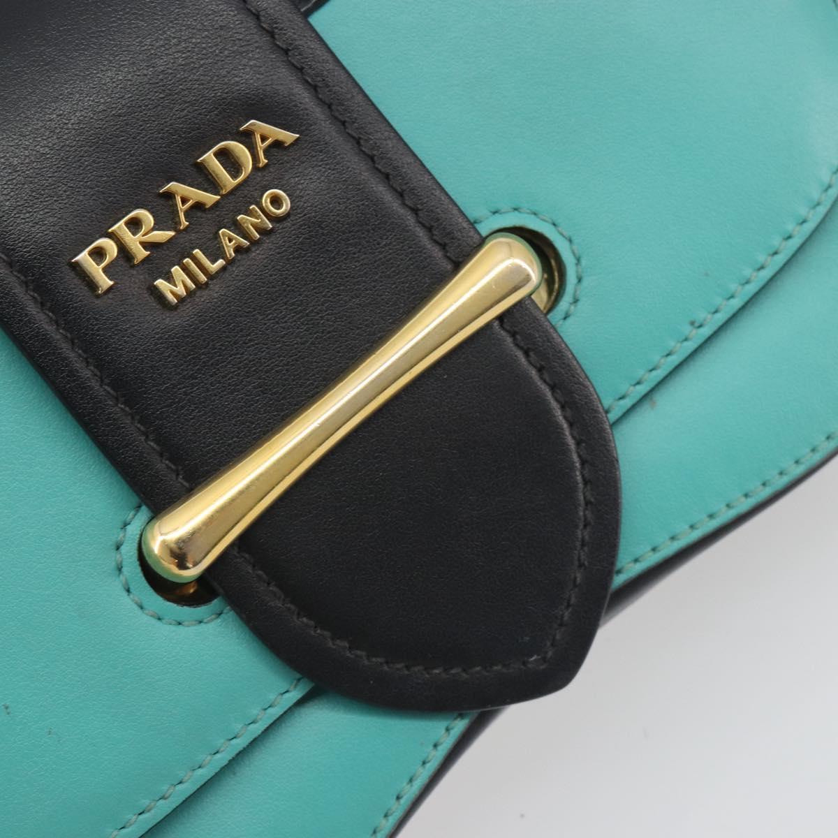 PRADA Sydney Chain Shoulder Bag Leather Green Gold Auth 194994A