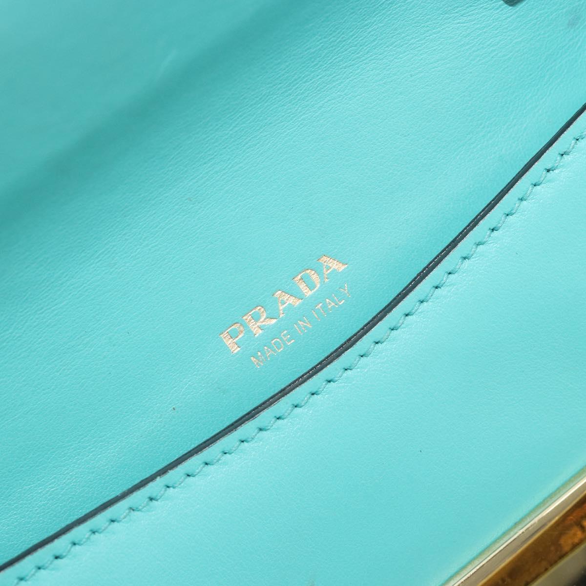 PRADA Sydney Chain Shoulder Bag Leather Green Gold Auth 194994A