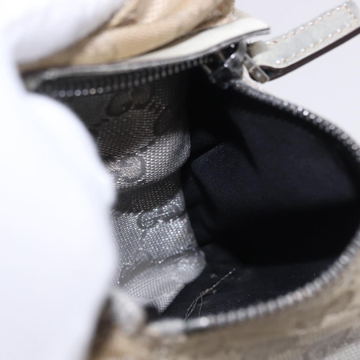 GUCCI GG Canvas Waist Bag Silver 28566 Auth 195000