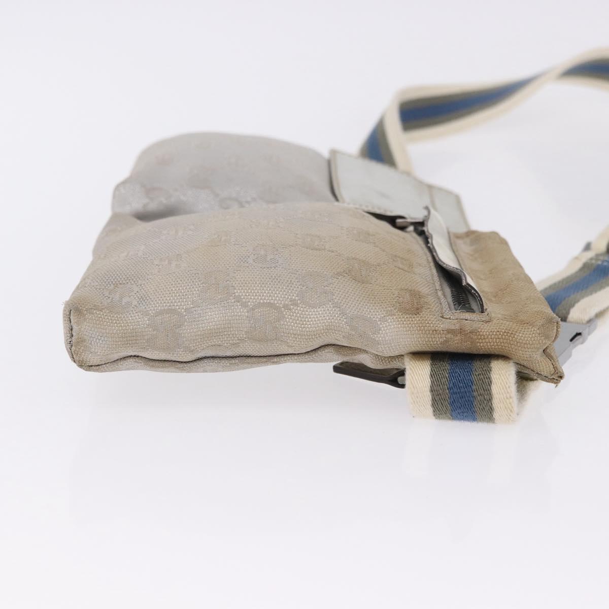 GUCCI GG Canvas Waist Bag Silver 28566 Auth 195000