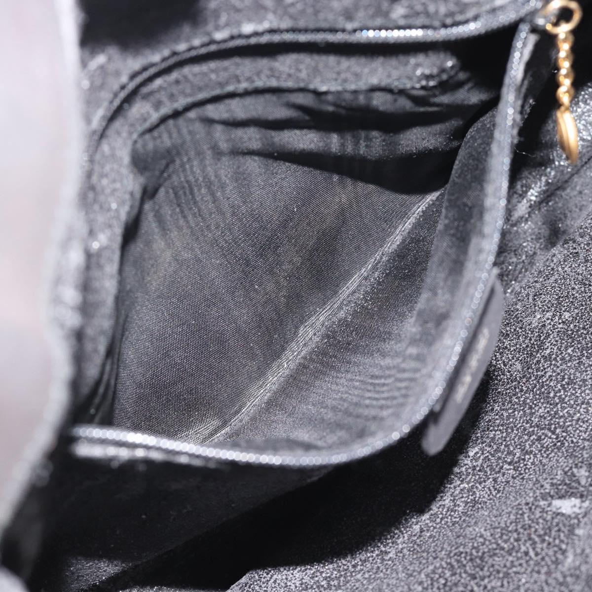 GUCCI Bamboo Shoulder Bag Suede 2way Black Gold Auth 195003
