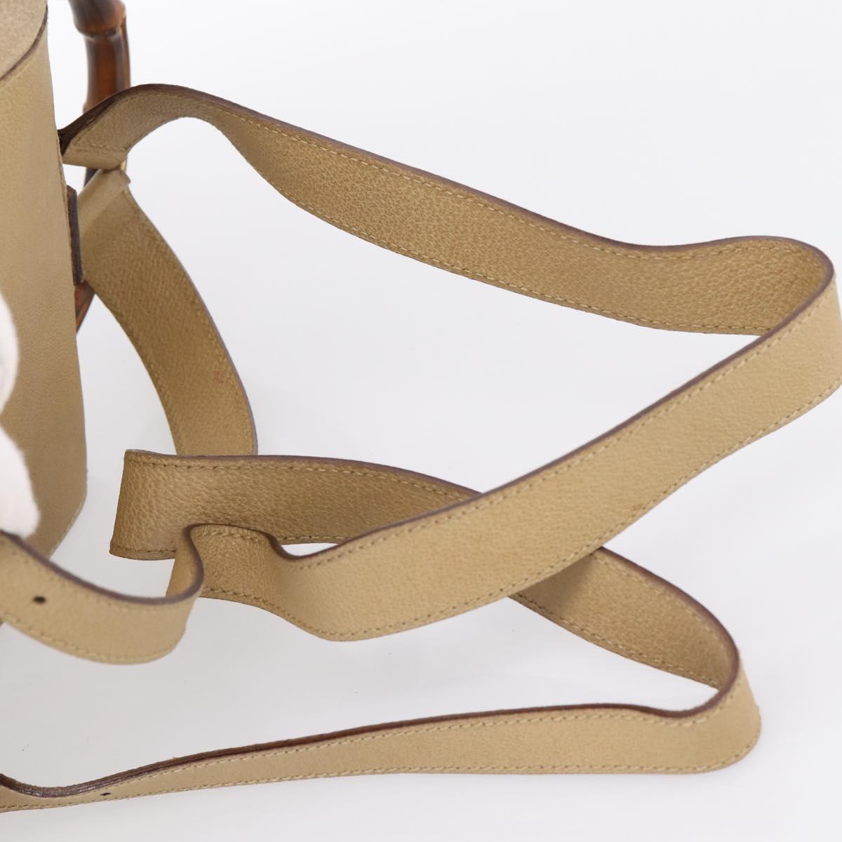 GUCCI Bamboo Backpack Suede Beige Gold 003 2058 0016 Auth 195005