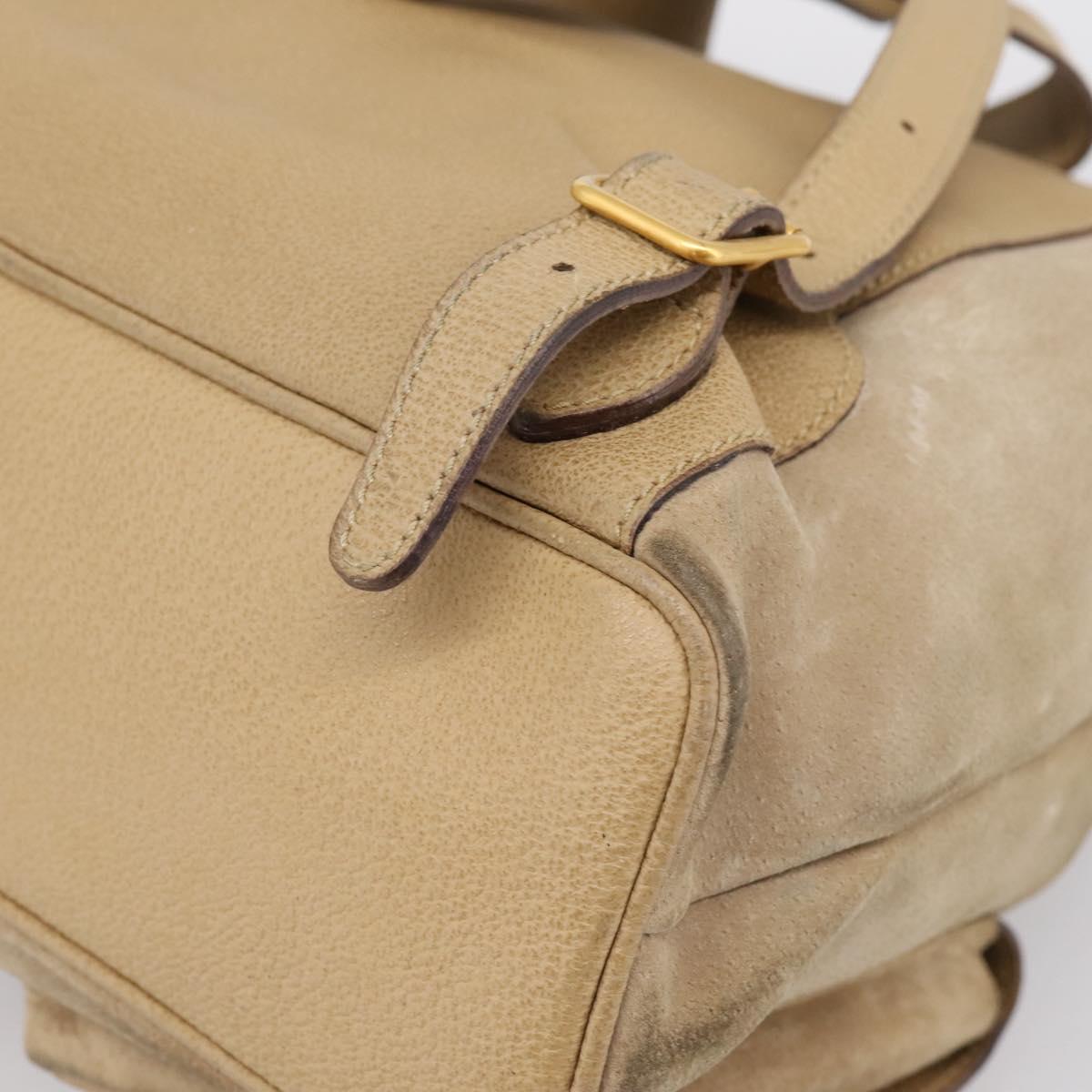 GUCCI Bamboo Backpack Suede Beige Gold 003 2058 0016 Auth 195005