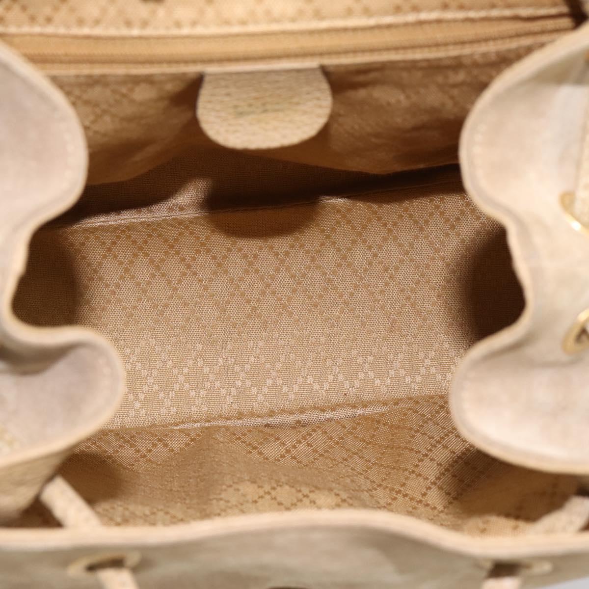 GUCCI Bamboo Backpack Suede Beige Gold 003 2058 0016 Auth 195005