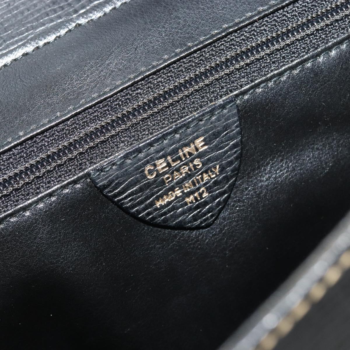 CELINE Circle Clutch Bag Leather Black Gold Auth 195006