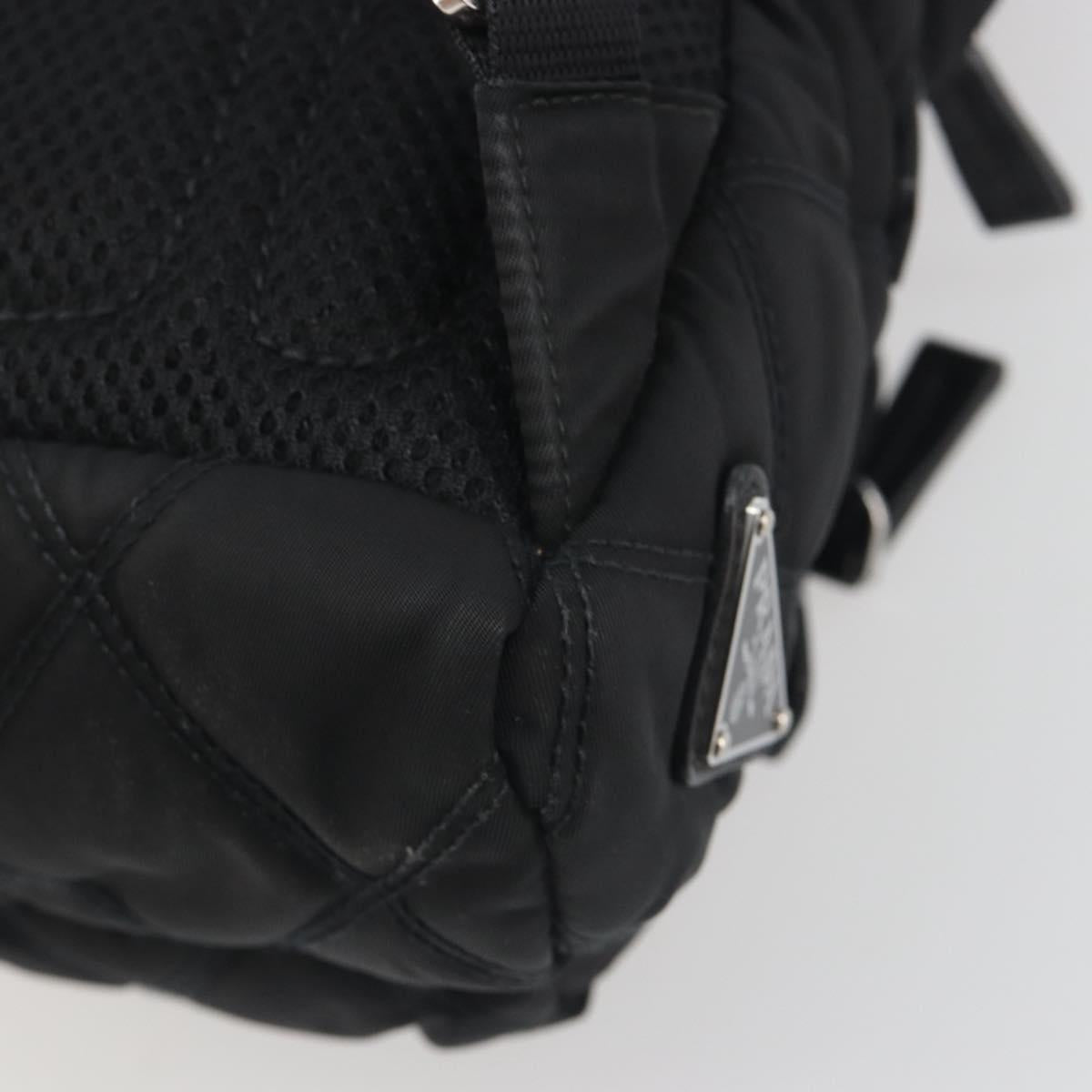 PRADA Body Bag Nylon Black Silver Auth 195008A