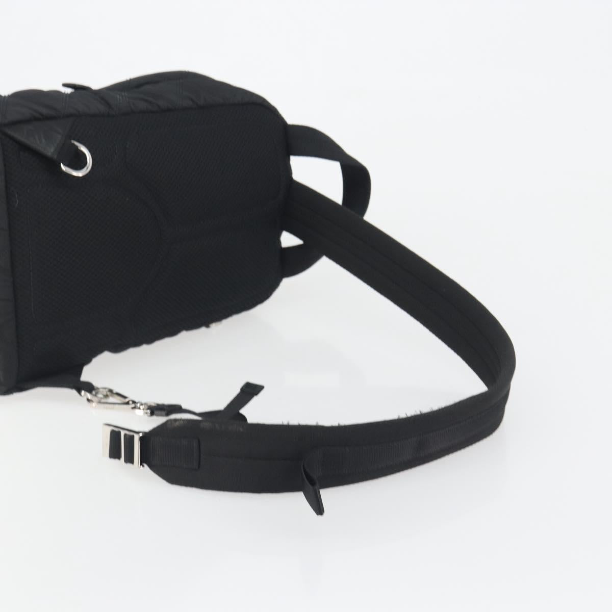 PRADA Body Bag Nylon Black Silver Auth 195008A