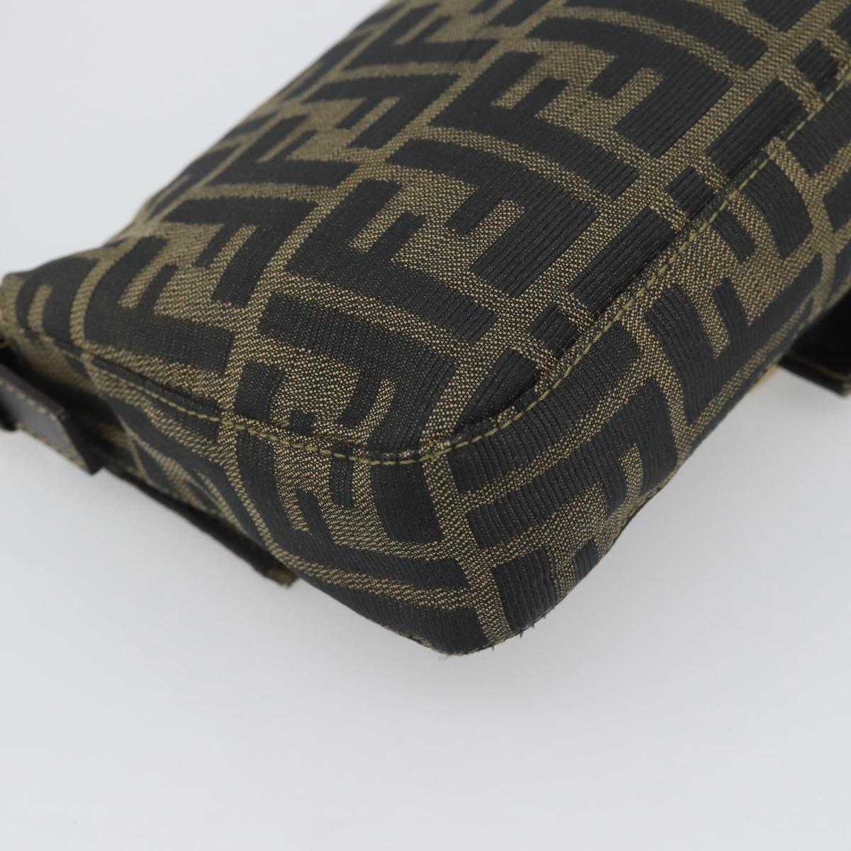FENDI Zucca Canvas Mamma Baguette Shoulder Bag Brown Black Auth 195009M