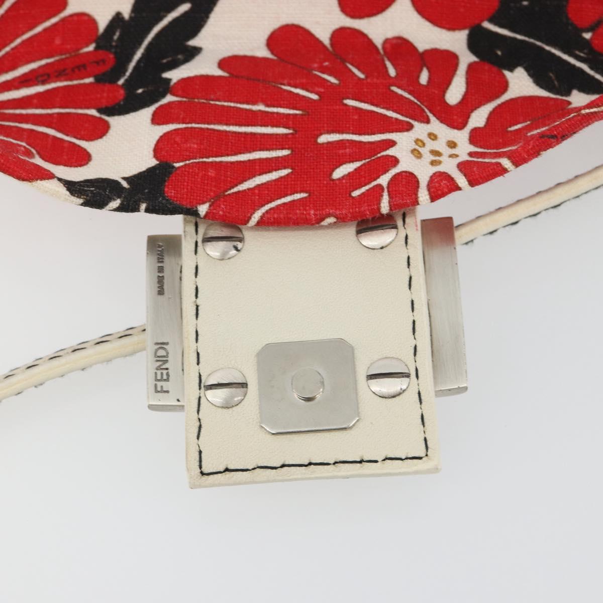 FENDI Mamma Baguette Hand Bag Canvas Red Silver Auth 195011SM