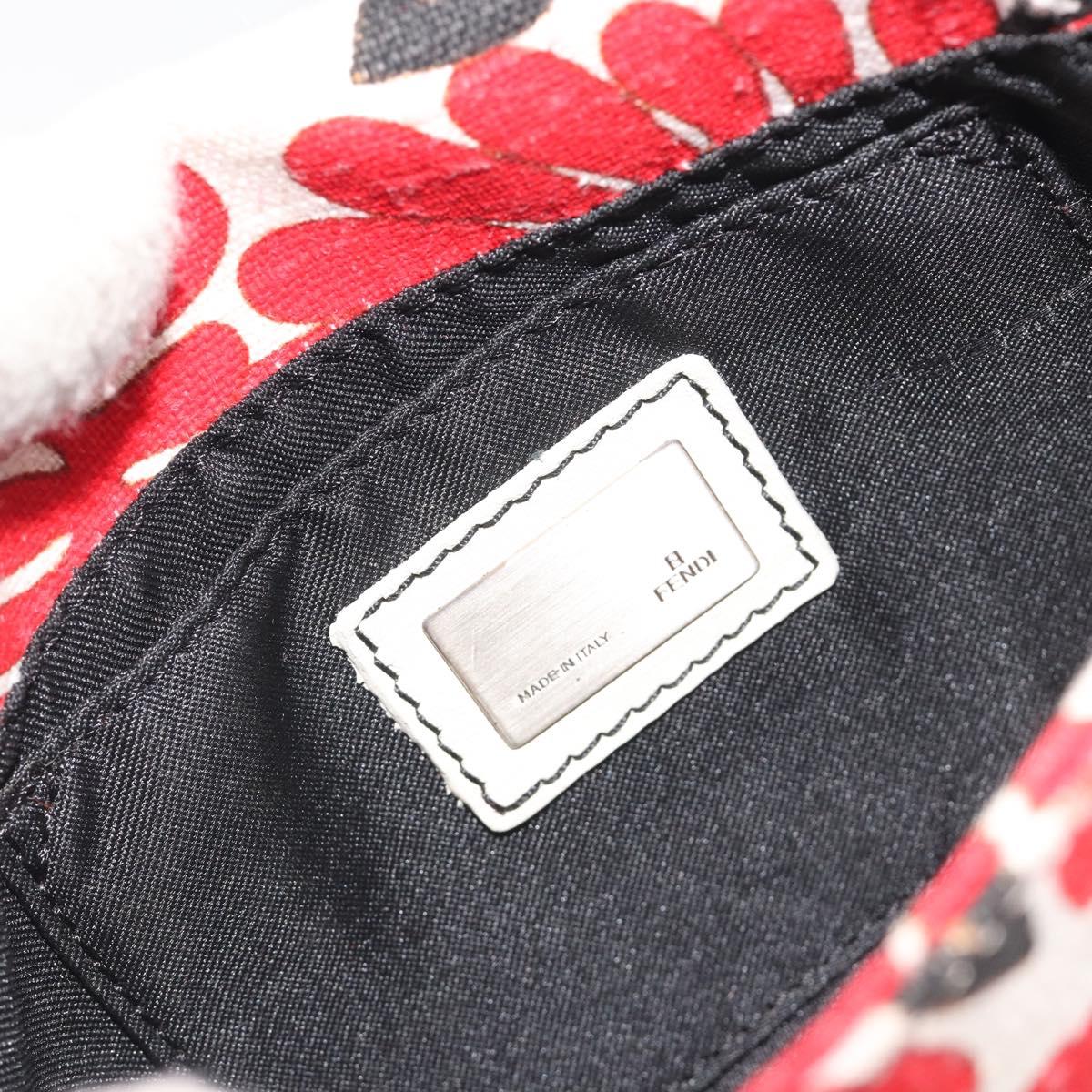 FENDI Mamma Baguette Hand Bag Canvas Red Silver Auth 195011SM
