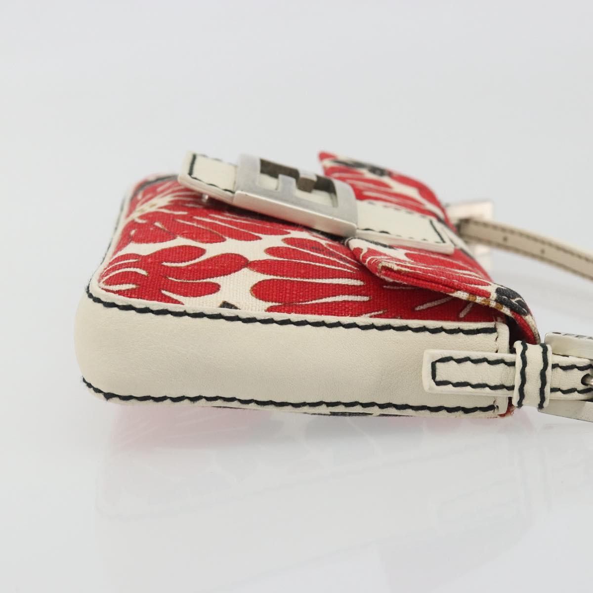 FENDI Mamma Baguette Hand Bag Canvas Red Silver Auth 195011SM