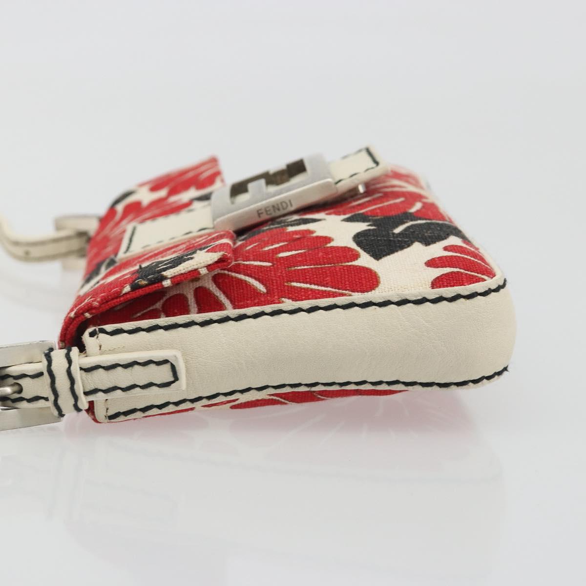 FENDI Mamma Baguette Hand Bag Canvas Red Silver Auth 195011SM